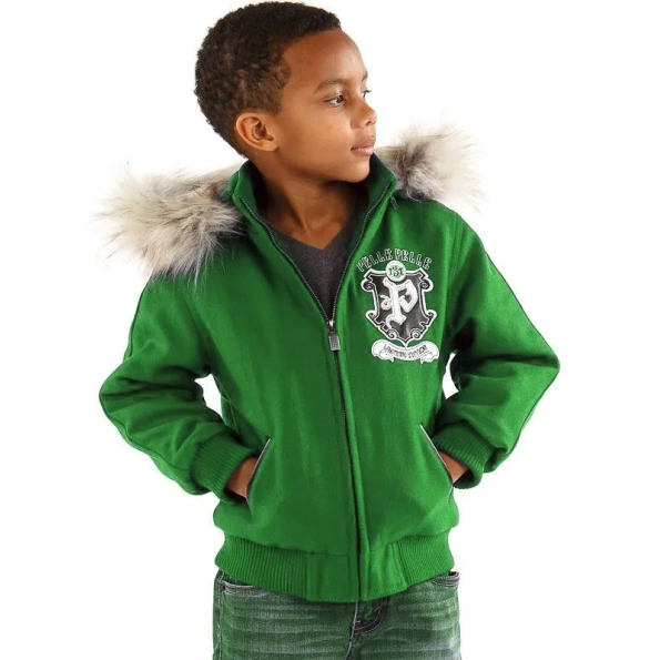 PELLE PELLE GREEN HOODIE WOOL JACKET