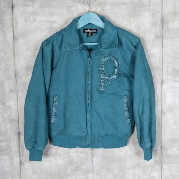 Pelle Pelle Turquoise Wool Zipper Jacket view 1