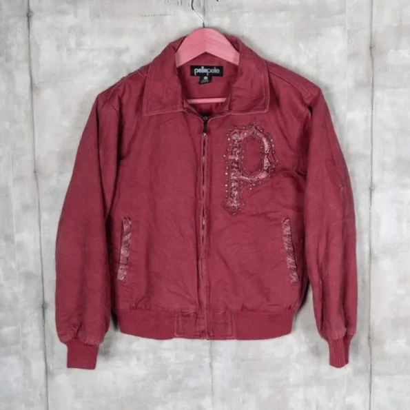 Pelle Pelle Maroon Wool Zipper Jacket