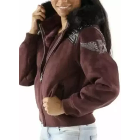 PELLE PELLE SHEARING MAROON WOOL JACKET