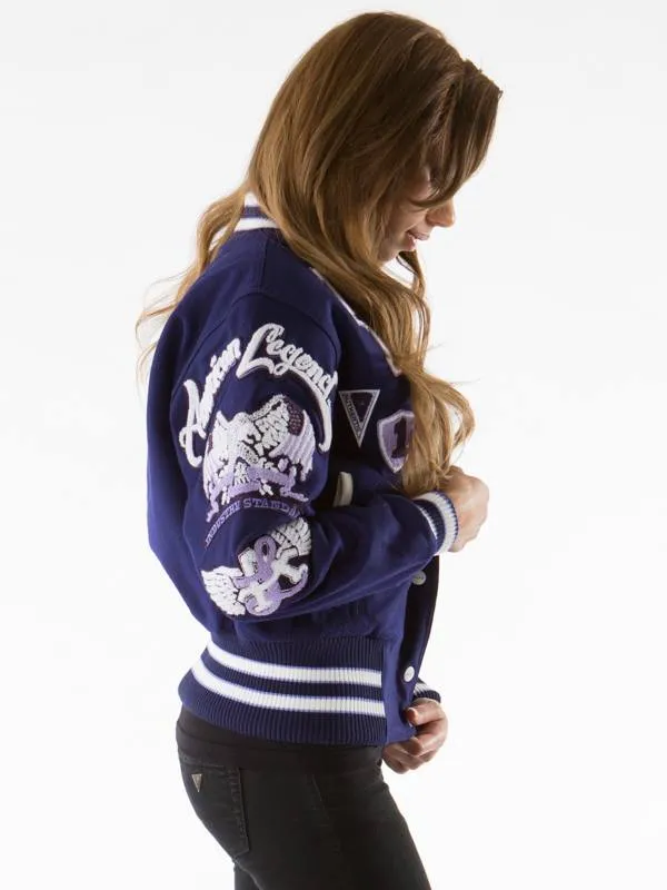 Pelle Pelle Women Purple Wool Varsity Jacket view 3
