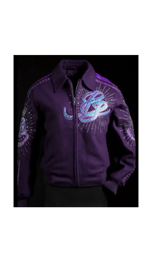 PELLE PELLE DECORATED PURPLE WOOL JACKET