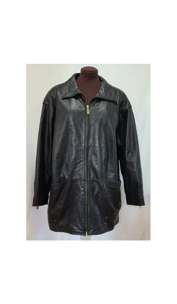 PELLE PELLE BLACK ZIP COAT LEATHER JACKET