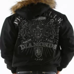 Pelle Pelle Black Platinum MB Wool Jacket | Fur Hood view 2
