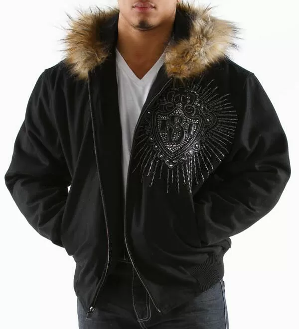 Pelle Pelle Black Platinum MB Wool Jacket | Fur Hood view 1