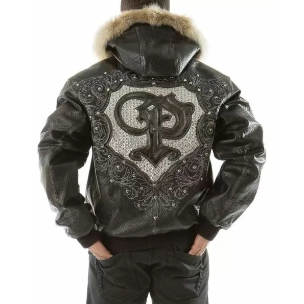 Pelle Pelle Crest Fur Hood Leather Jacket | Black Jacket view 2