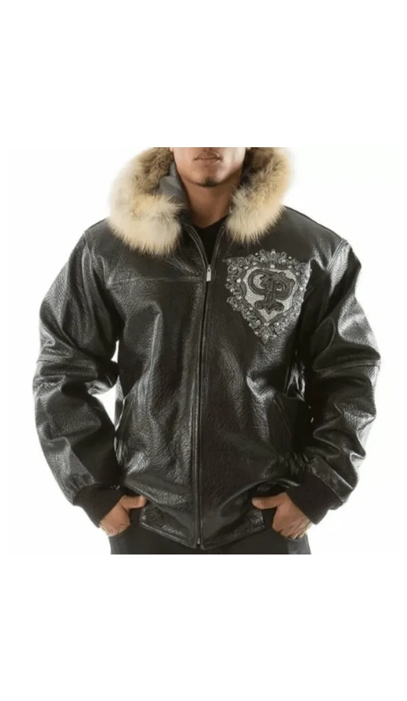 Pelle Pelle Crest Fur Hood Leather Jacket | Black Jacket