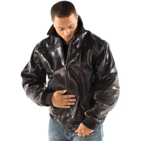 PELLE PELLE BLACK PYTHON LEATHER JACKET view 1