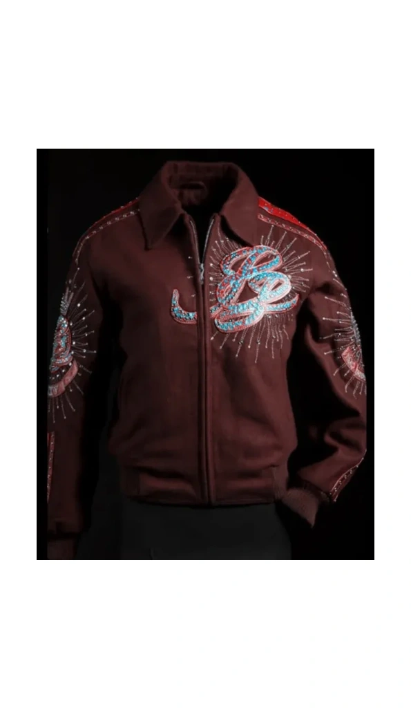 PELLE PELLE DECORATED MAROON WOOL JACKET