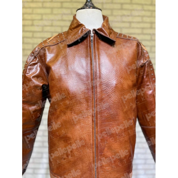 PELLE PELLE ALLIGATOR BROWN LEATHER JACKET