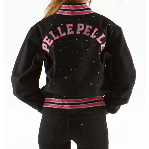PELLE PELLE STUDDED BLACK VARSITY JACKET view 2