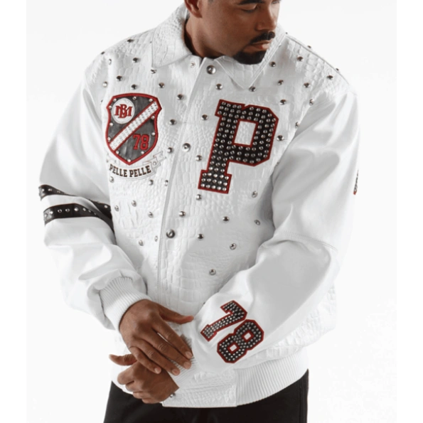 Pelle Pelle Men White Studded Jacket | Leather Jacket