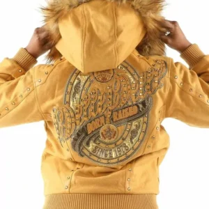 Pelle Pelle Yellow Fur Hood Wool Jacket