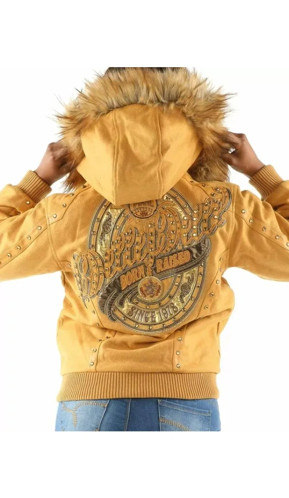 Pelle Pelle Yellow Fur Hood Wool Jacket