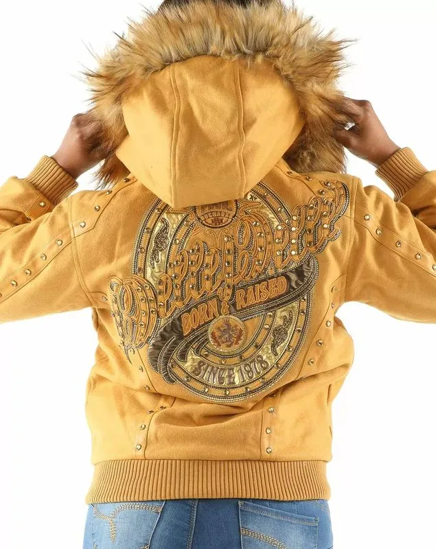 Pelle Pelle Yellow Fur Hood Wool Jacket