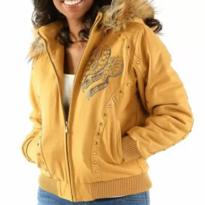 Pelle Pelle Yellow Fur Hood Wool Jacket view 2