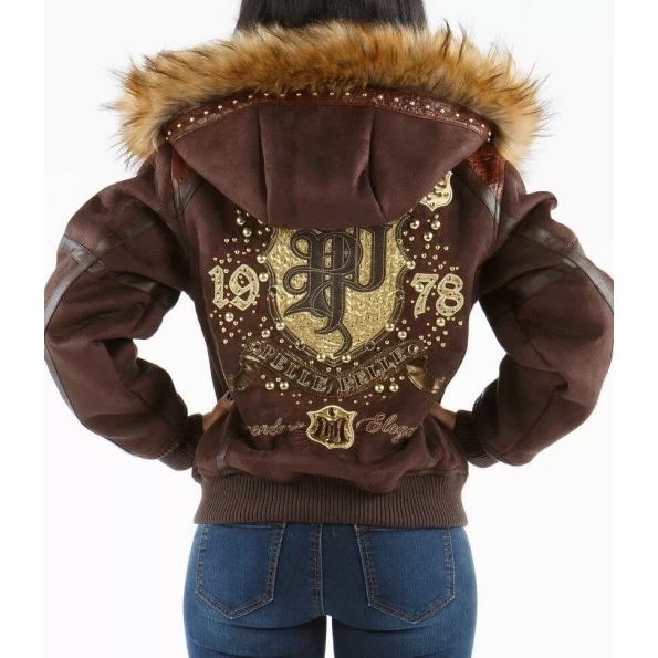Pelle Pelle Brown Women MB Wool Jacket | Fur Hood Jacket view 2