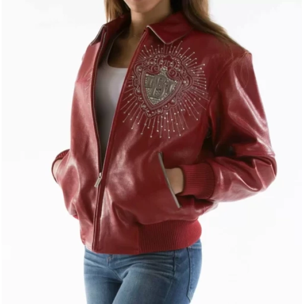 PELLE PELLE MAROON DIAMONDS LEATHER JACKET view 1