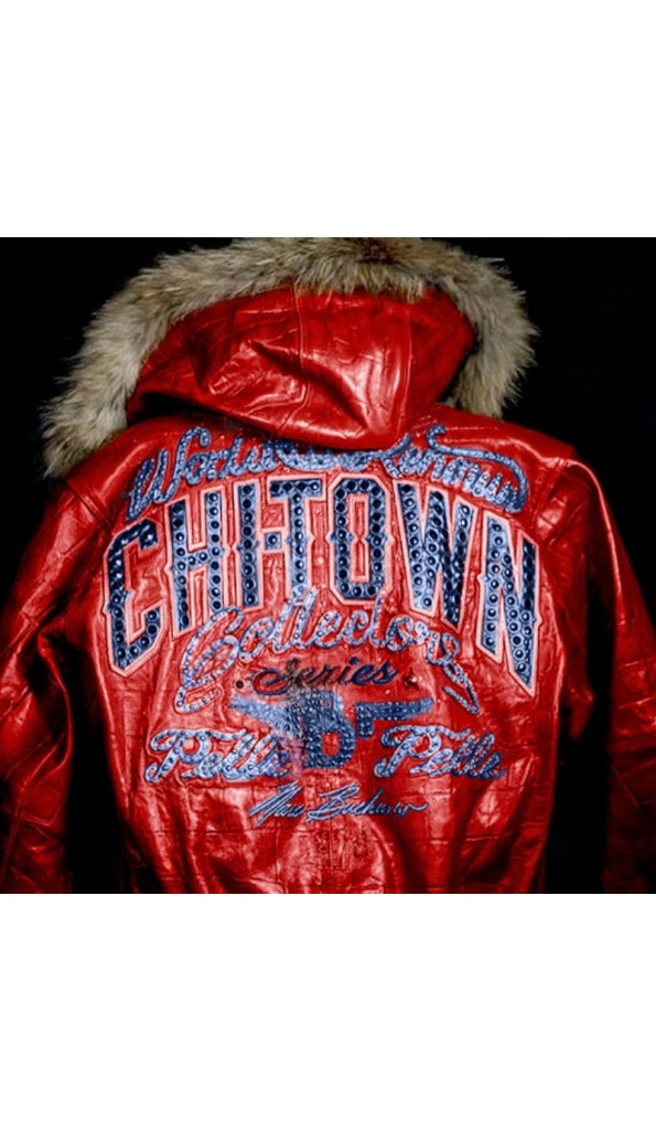 AUTHENTIC PELLE PELLE CHITOWN FUR HOODED RED LEATHER JACKET