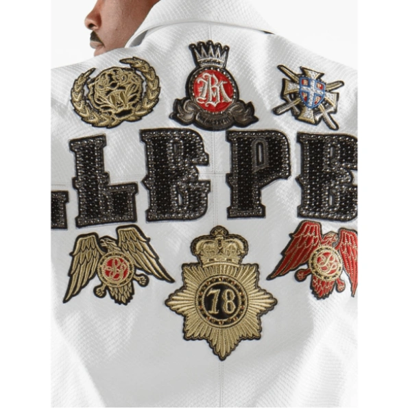 Pelle Pelle White Patched Leather Jacket | Men Jacket view 4
