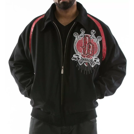 Bold Black Pelle Pelle Brass Wool Jacket view 2