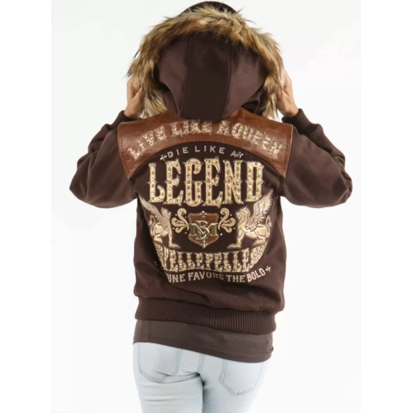 Pelle Pelle Dark Brown Legend Wool Jacket | Fur Hood Jacket