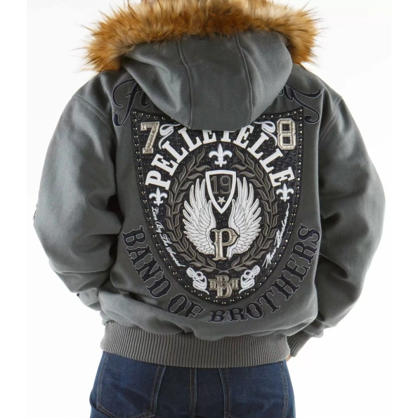 Pelle Pelle Band of Brothers Wool Jacket | Fur Hood Jacket view 2