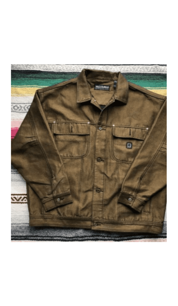 Pelle Pelle Men Denim Brown Jacket | American Flag
