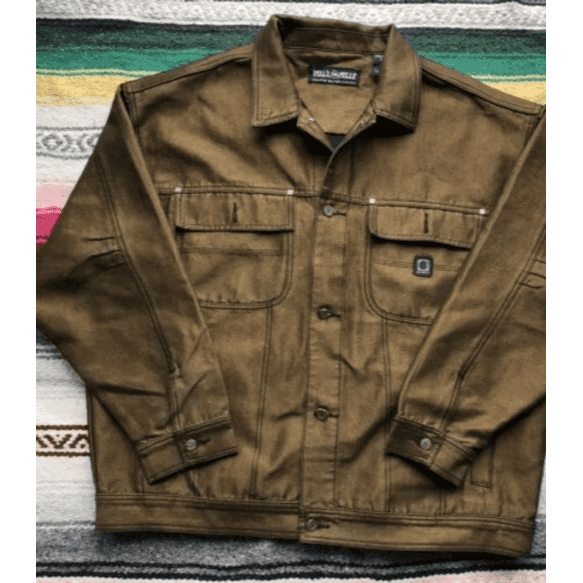 Pelle Pelle Men Denim Brown Jacket | American Flag