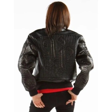 Pelle Pelle Women Black Fur Collar Jacket | Studded Jacket view 2