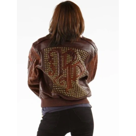 Pelle Pelle Brown Studded Leather Jacket | Fur Collar Jacket view 2