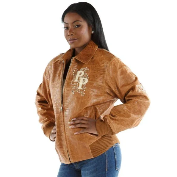Pelle Pelle Women Brown MB Crest Jacket | Leather Jacket view 2