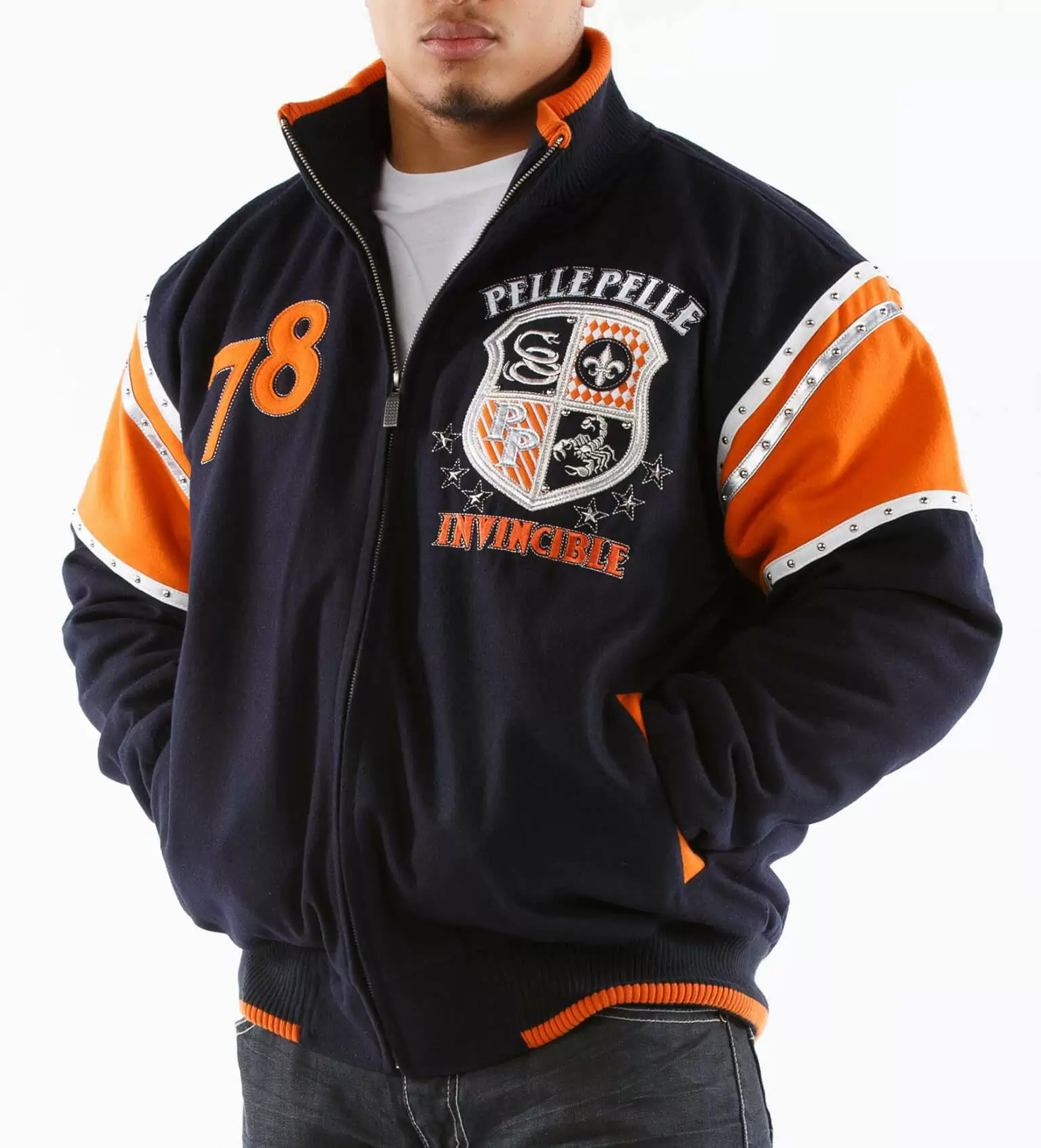 Bold Navy Orange Pelle Pelle Jacket view 2