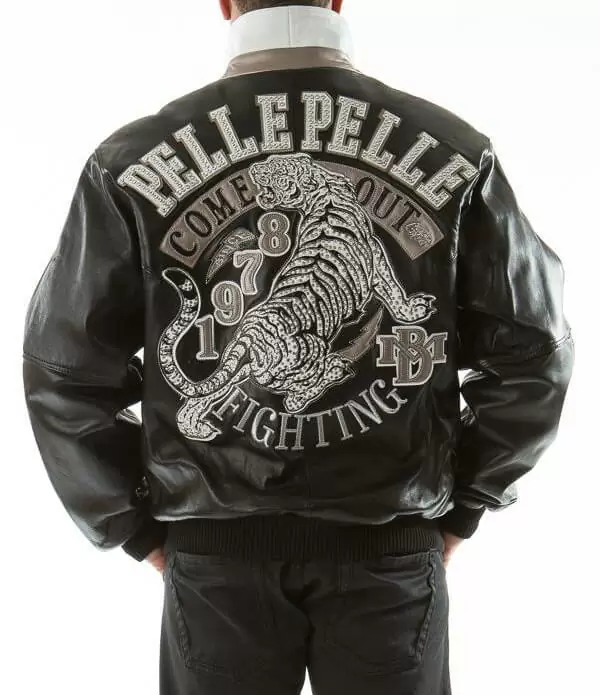 Bold Pelle Pelle Black Fighting Tiger Leather Jacket view 1
