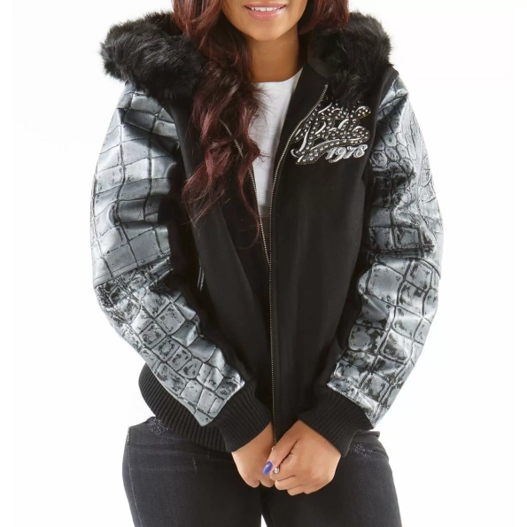 Pelle Pelle Exotic Women Fur Hood Jacket | Wool & Leather view 2