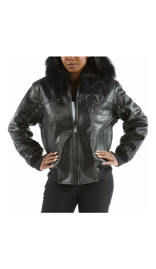 Pelle Pelle Black Encrusted Leather Jacket | Women Jacket