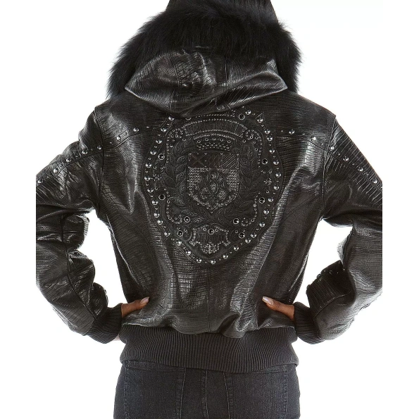 Pelle Pelle Black Encrusted Leather Jacket | Women Jacket view 2