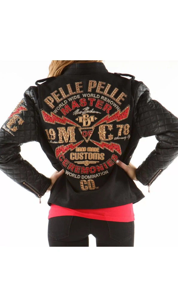 Bold Pelle Pelle Black MC Varsity Jacket