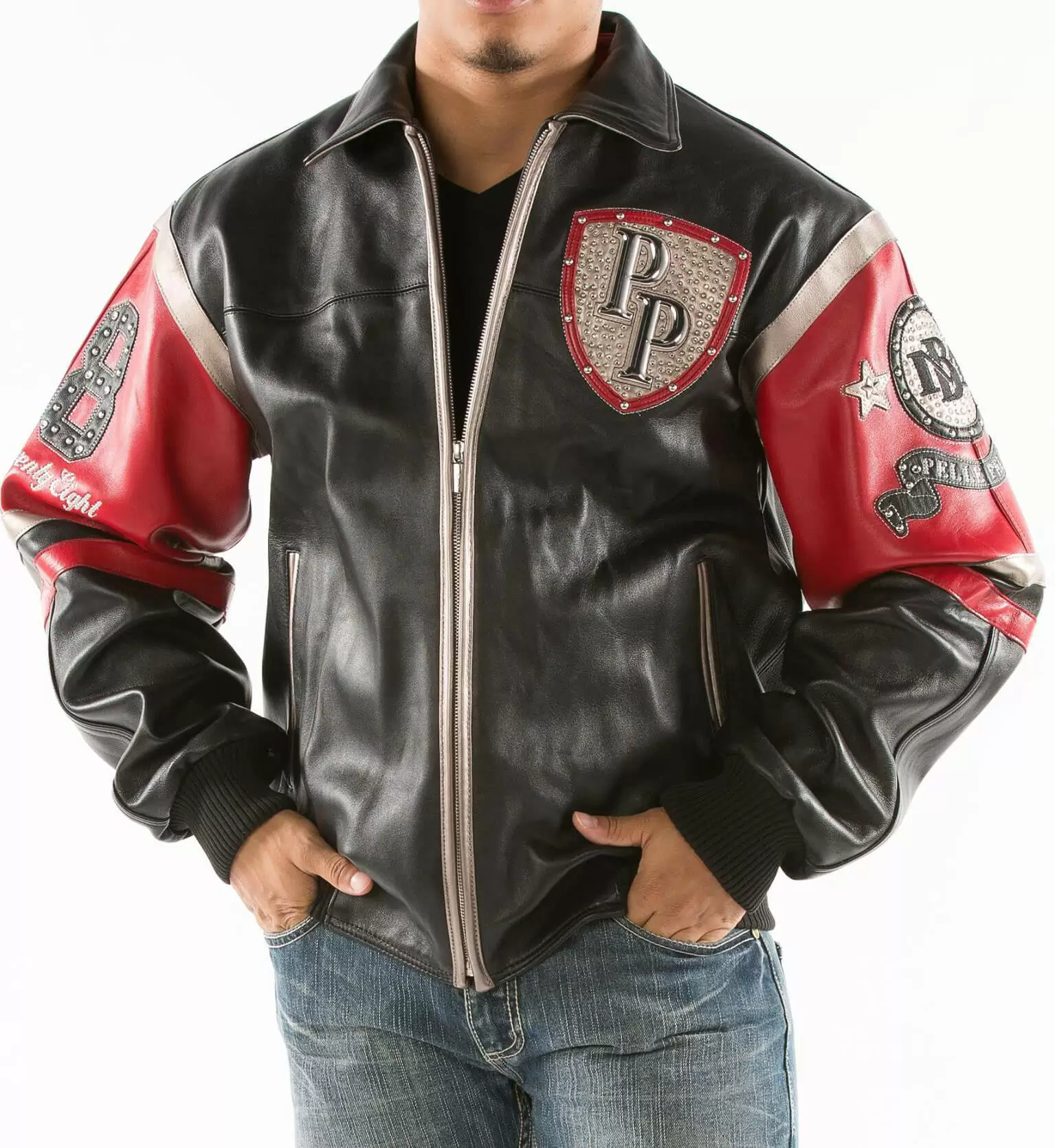 Pelle Pelle Black Red Leather Jacket