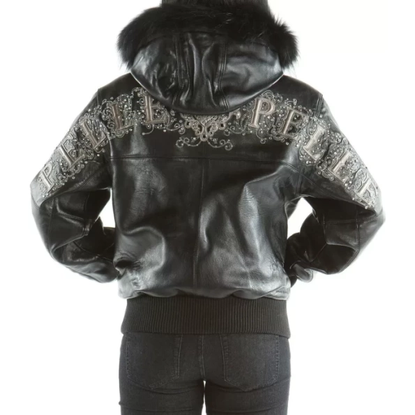 Pelle Pelle Women Studded Leather Jacket | Fur Hood Jacket view 2