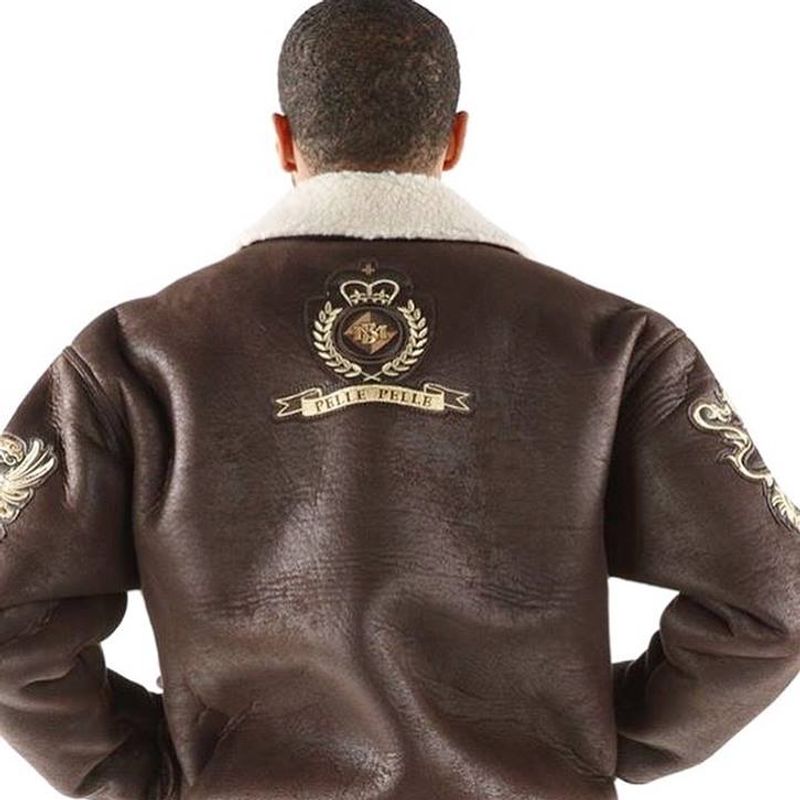 Best Pelle Pelle Coat Of Arms Fur Collar Jacket view 3