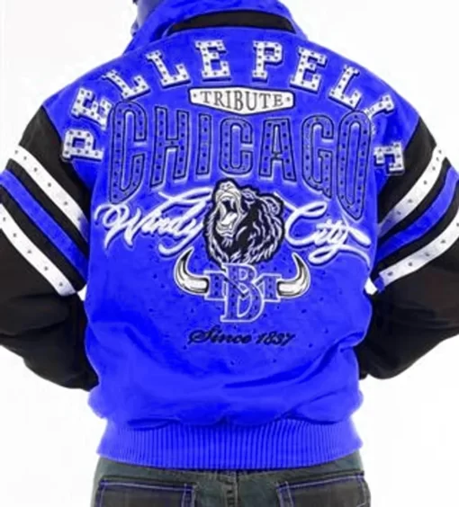 Exclusive Pelle Pelle Chicago Tribute Blue Varsity Jacket view 1
