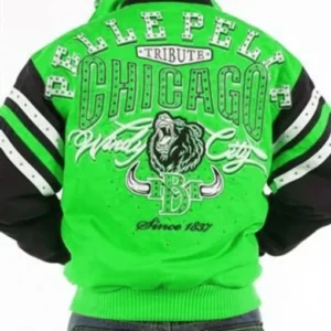 Bold Pelle Pelle Chicago Tribute Green Varsity Jacket