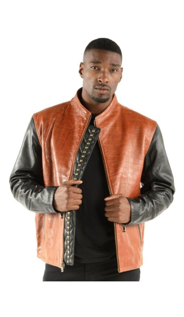Pelle Pelle Leather Brown China Collar Jacket