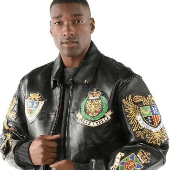 PELLE PELLE DECORATED BLACK LEATHER JACKET
