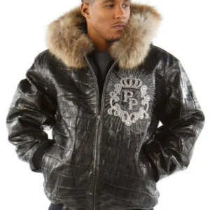 Pelle Pelle Black Crest Fur Hood Jacket | Leather Jacket view 1