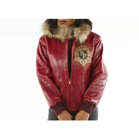 Bold Pelle Pelle Crest Red Fur Hood Jacket view 2
