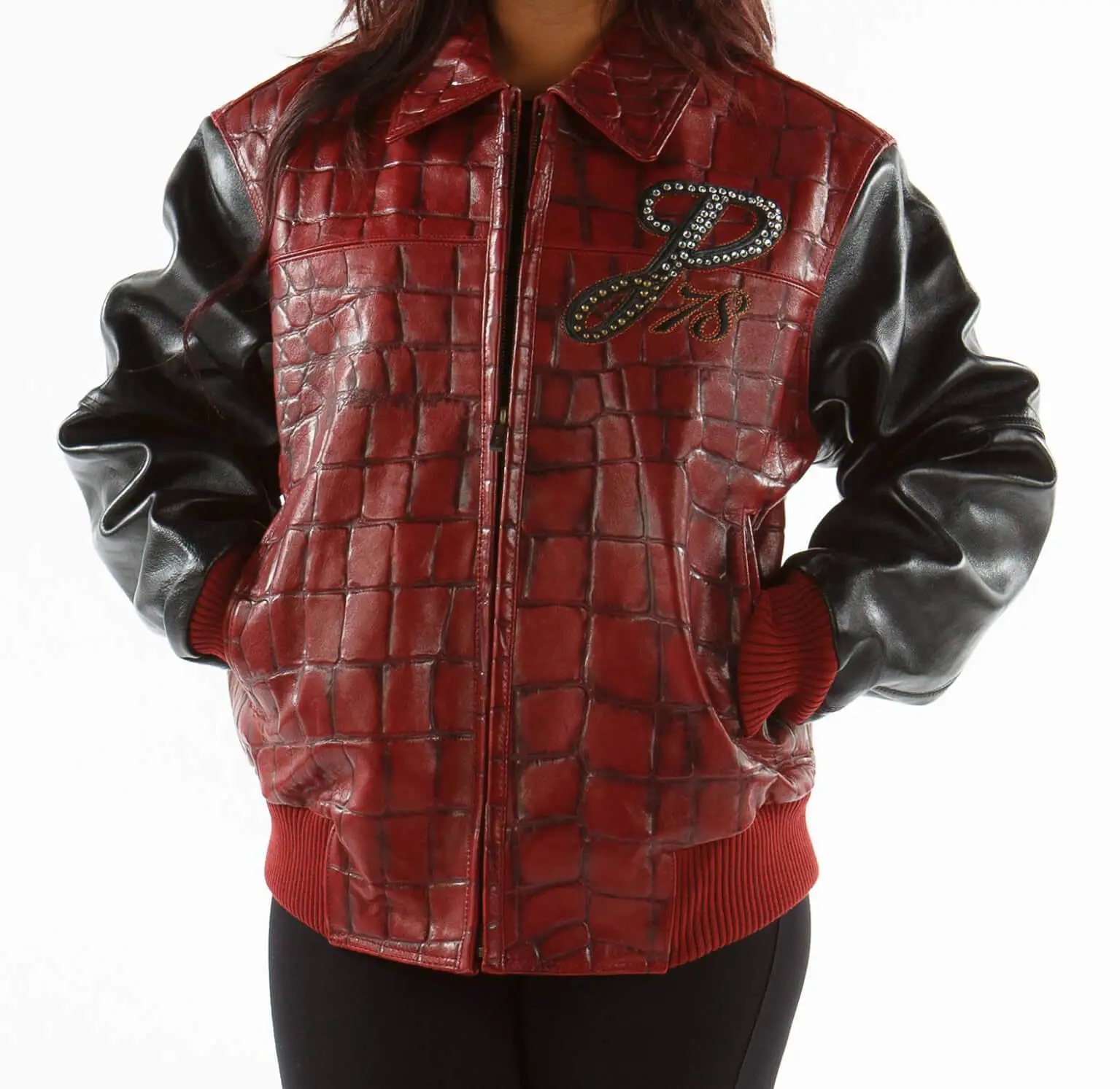 Super Red Black Pelle Pelle Leather Jacket view 1