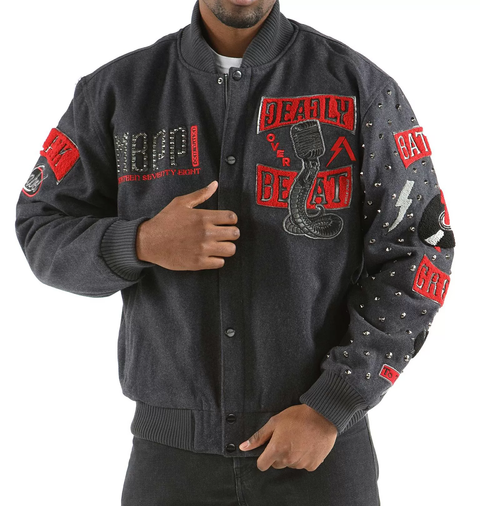 Gray Pelle Pelle Deadly Beat Jacket