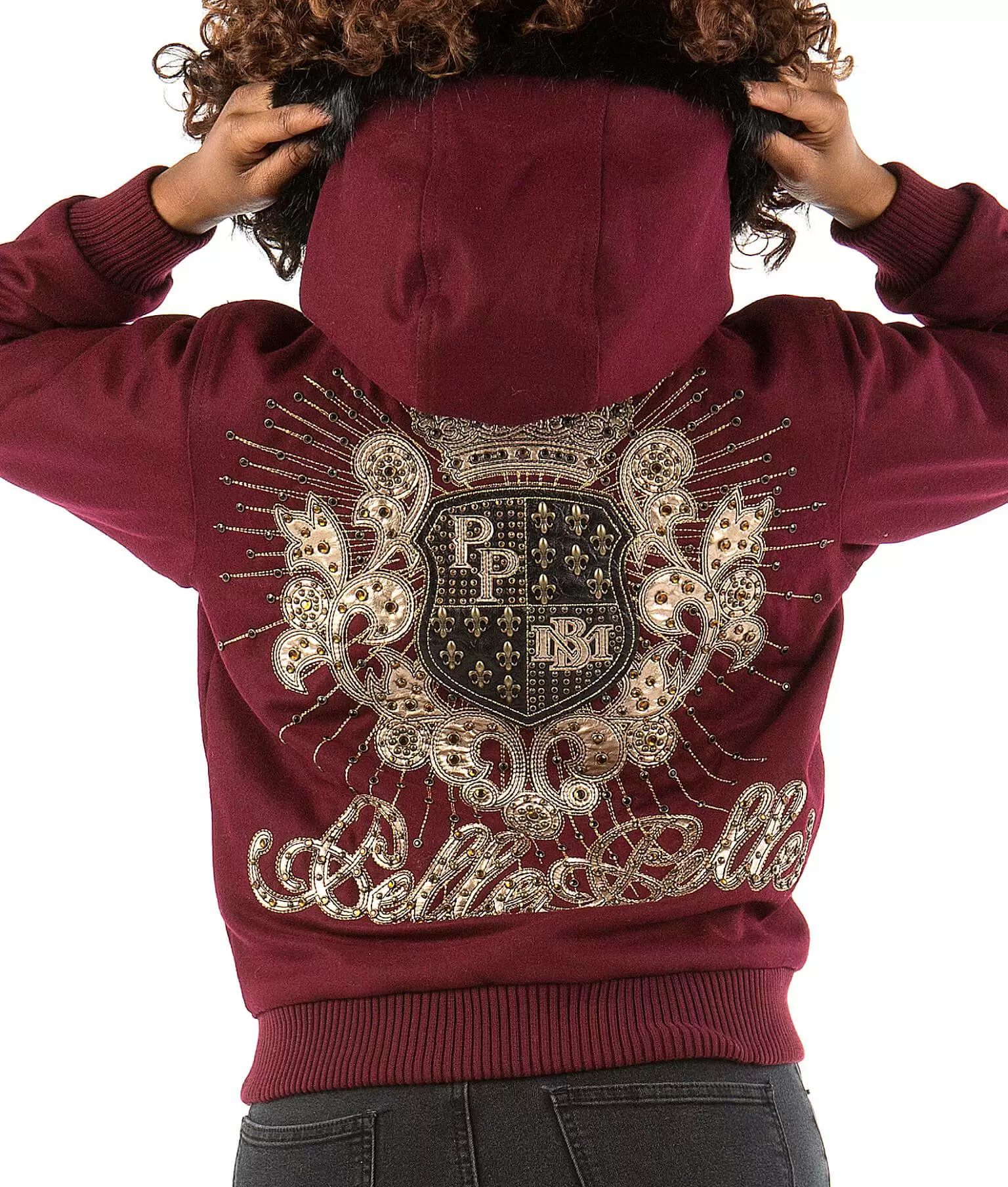 Bold Pelle Pelle Hooded Crest Maroon Jacket